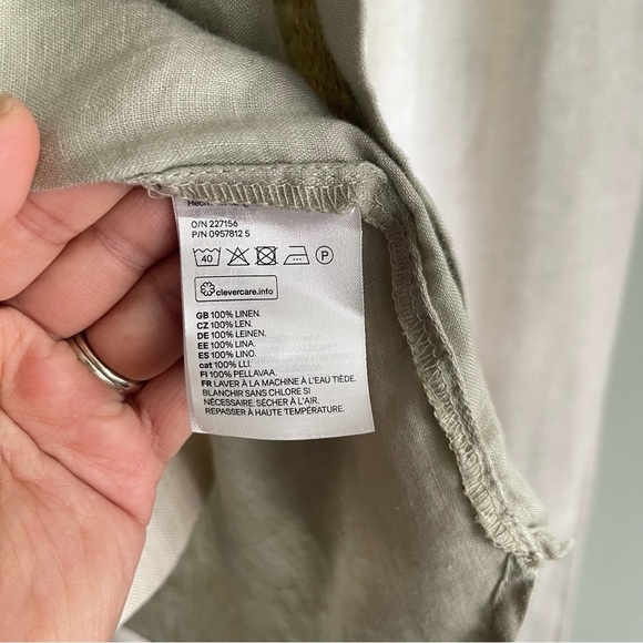 Upcycled patchwork Sage Green Linen shirt wearable art size XS One of a kind - Picture 14 of 14